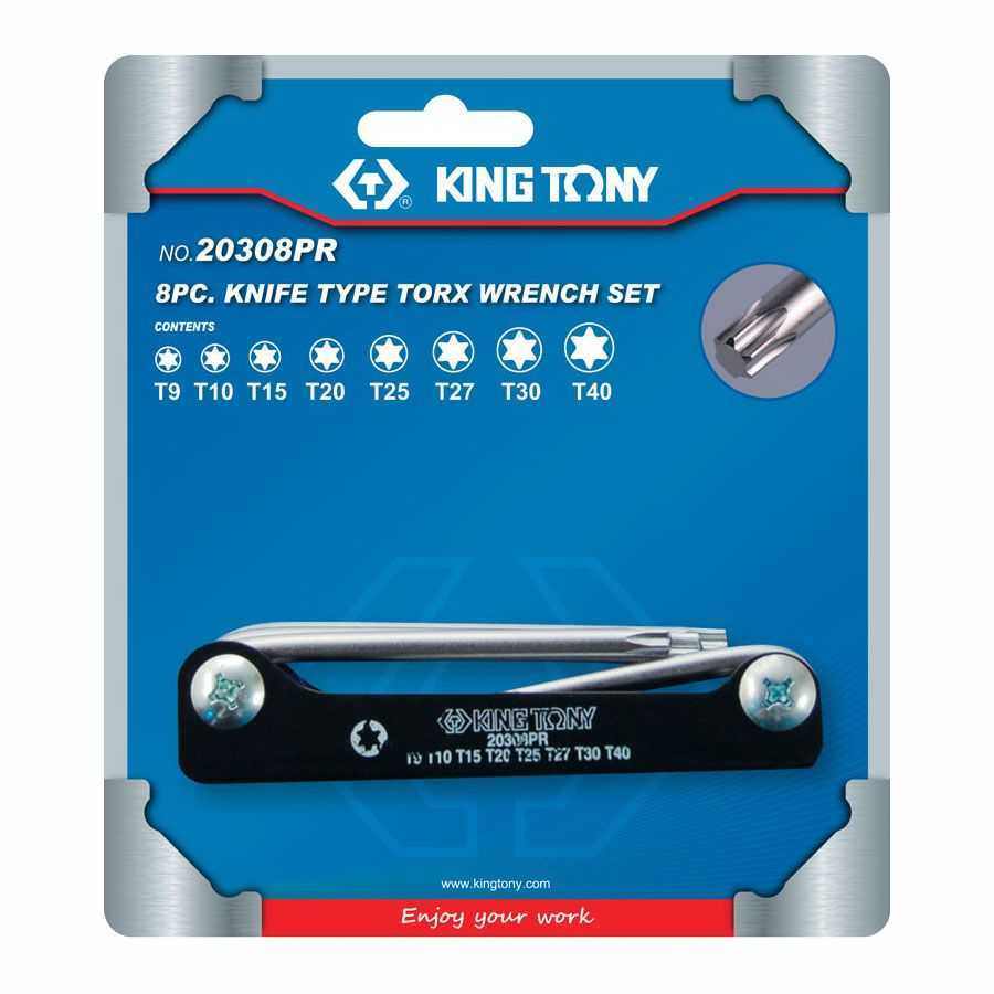 Набор Г-образных TORX, T9-T40, складные, 8 предметов KING TONY 20308PR Наборы TORX раскладные фото, изображение