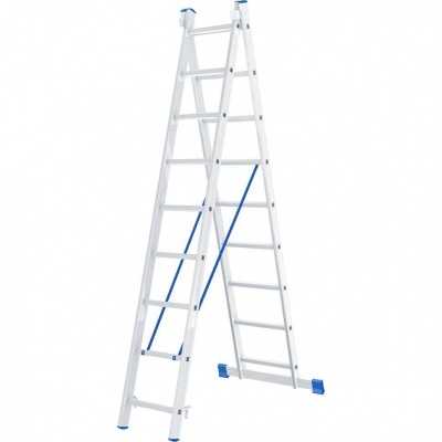 Лестница, 2 х 9 ступеней, алюминиевая, двухсекционная, Россия, Сибртех Лестницы фото, изображение